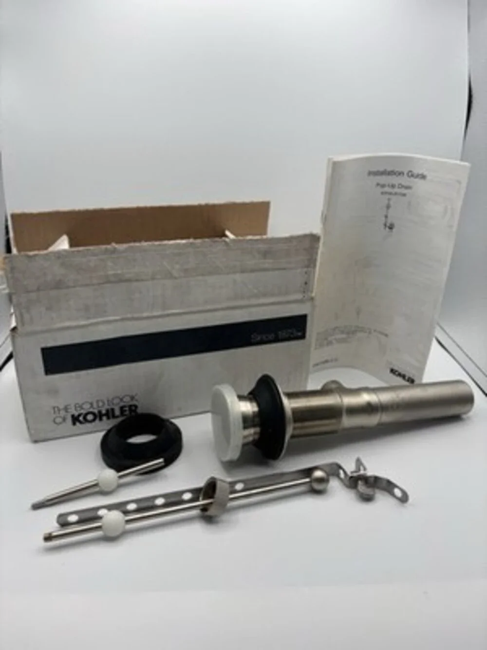 Kohler K-7114-RN Exposed Drain Vibrant Hammered Nickel w/ Installation Guide